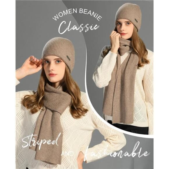 Unisex Beanie Hat Scarf Set Winter Knit Long Scarf Neck Warmer main image 7